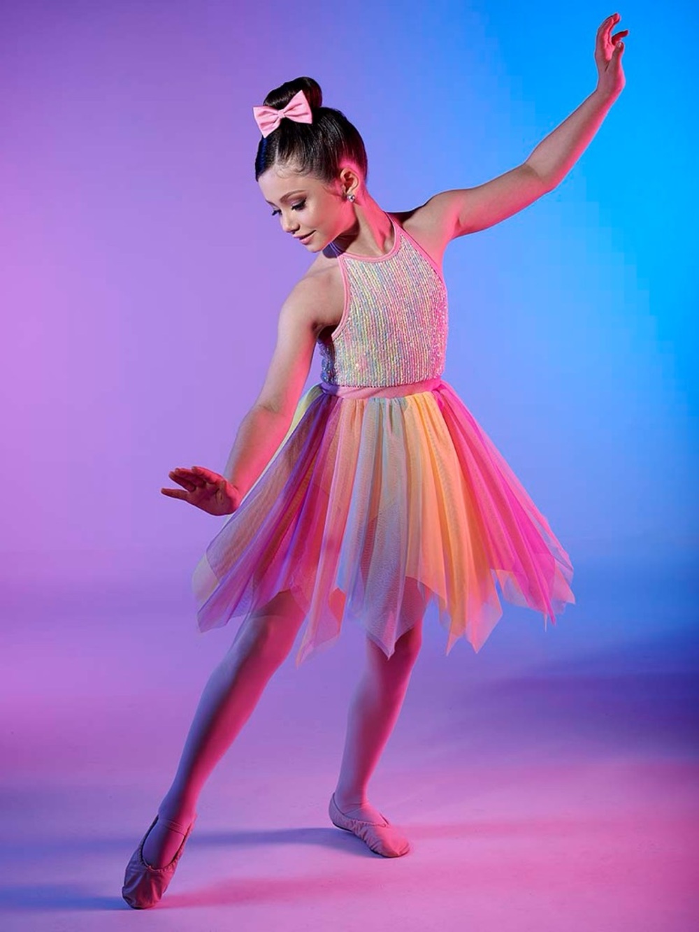 Girls' Pastel Rainbow Tulle Dance Costume Dress